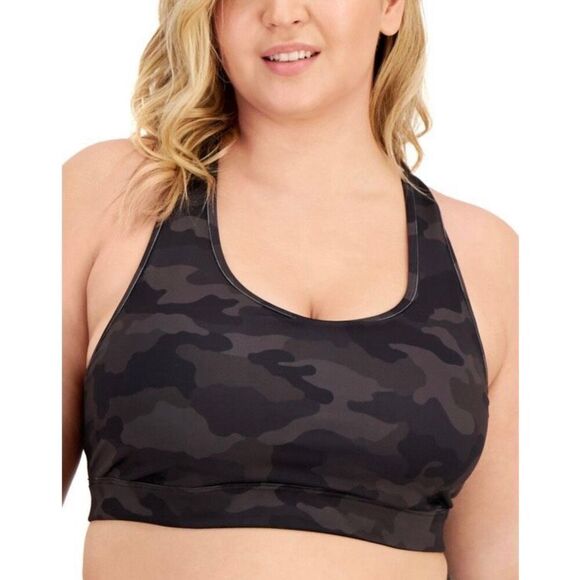 ID Ideology Women S Camo Print Medium Impact Sports Bra Black Size 3X - Picture 1 of 3